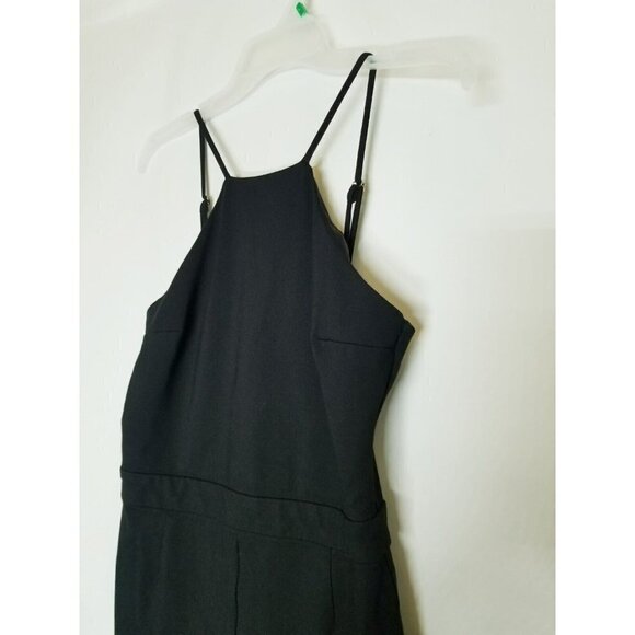 guess jumpsuit women Black Small tight bodycon form fitting sleeveless gold‎ zip - Picture 1 of 16